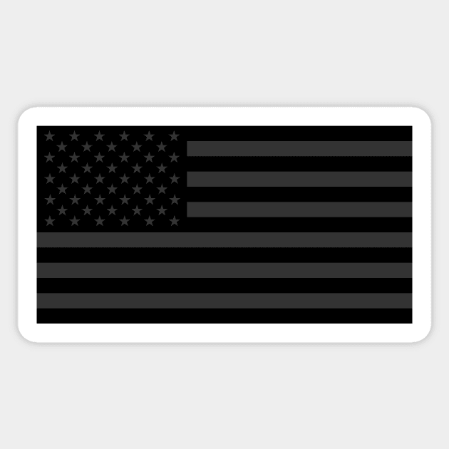 American Flag - Black, Grey Sticker by BayPride